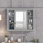 Wall Mounted Bathroom Storage Cabinet With Mirror, Cabinet With 6 Open Shelves