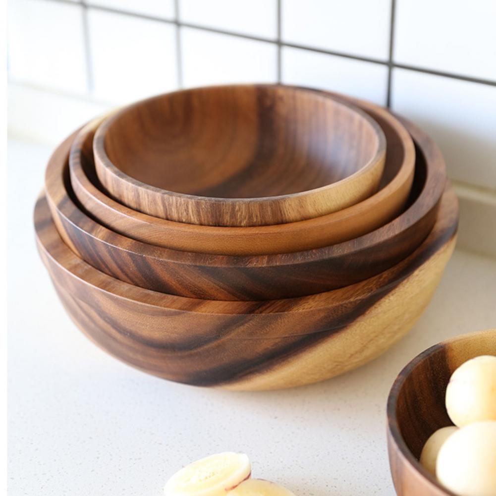 Kitchen Natural Wooden Bowl Household