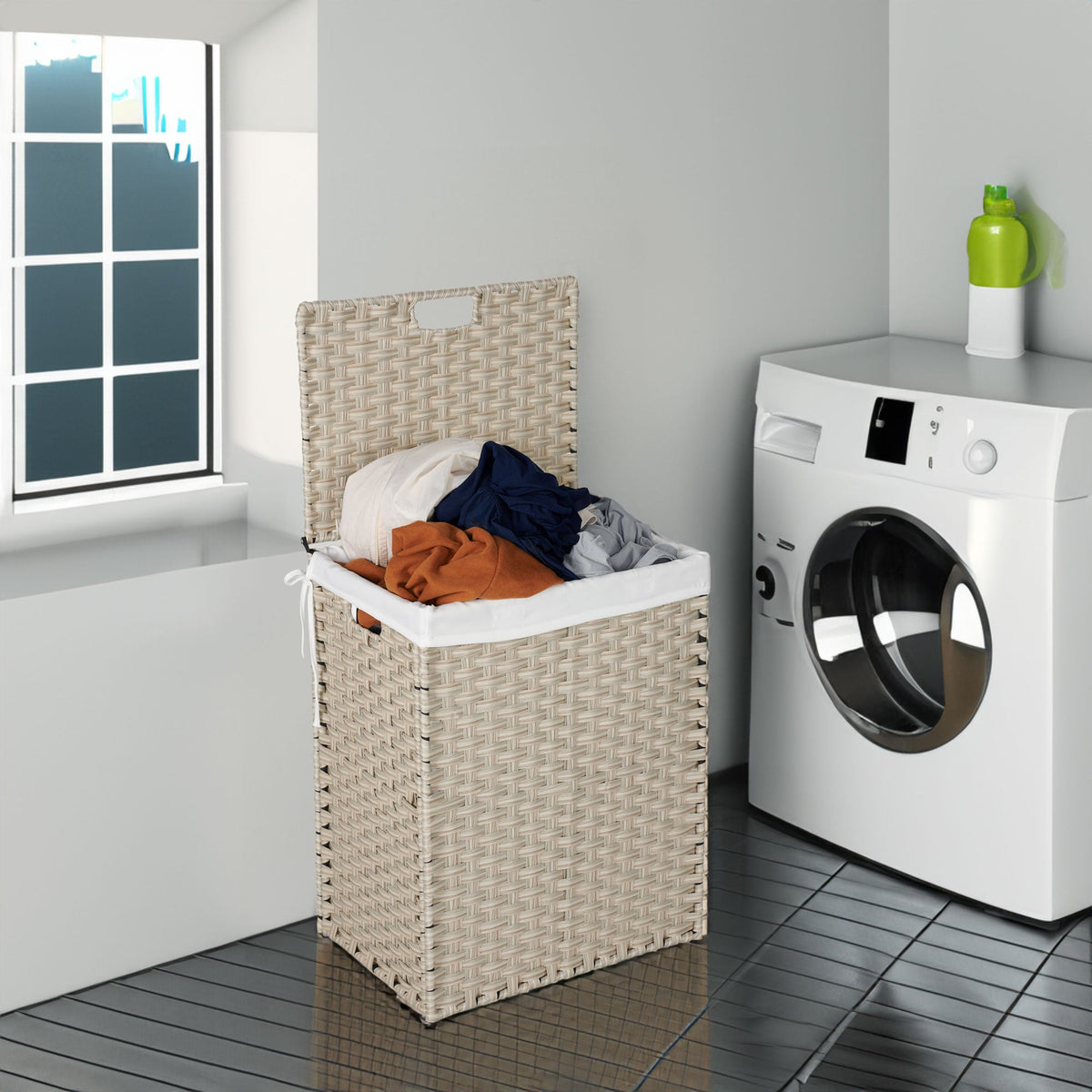 Laundry Hamper With Lid PE Rattan
