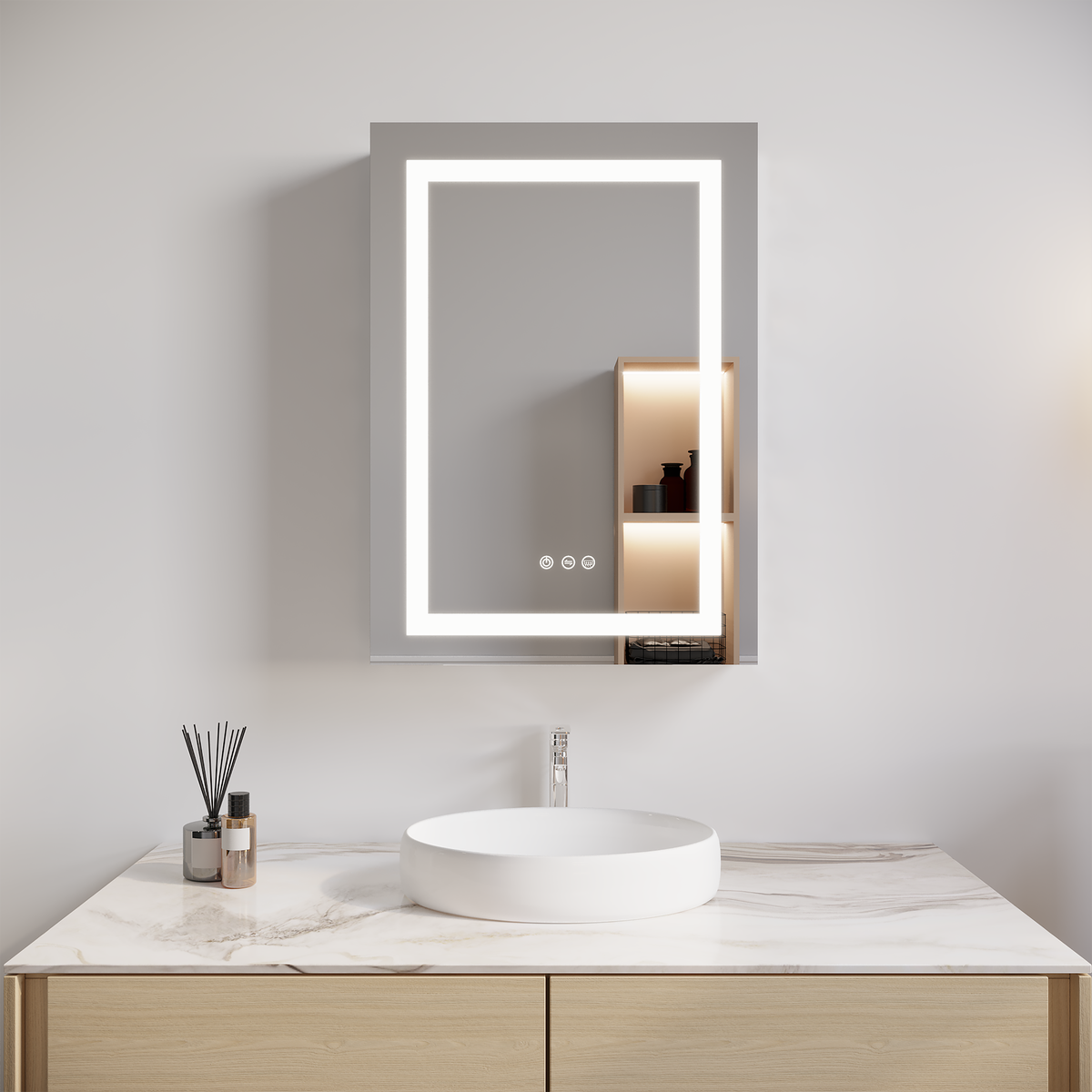 26x20 inch(Left Door) bathroom medicine cabinet with LED mirror