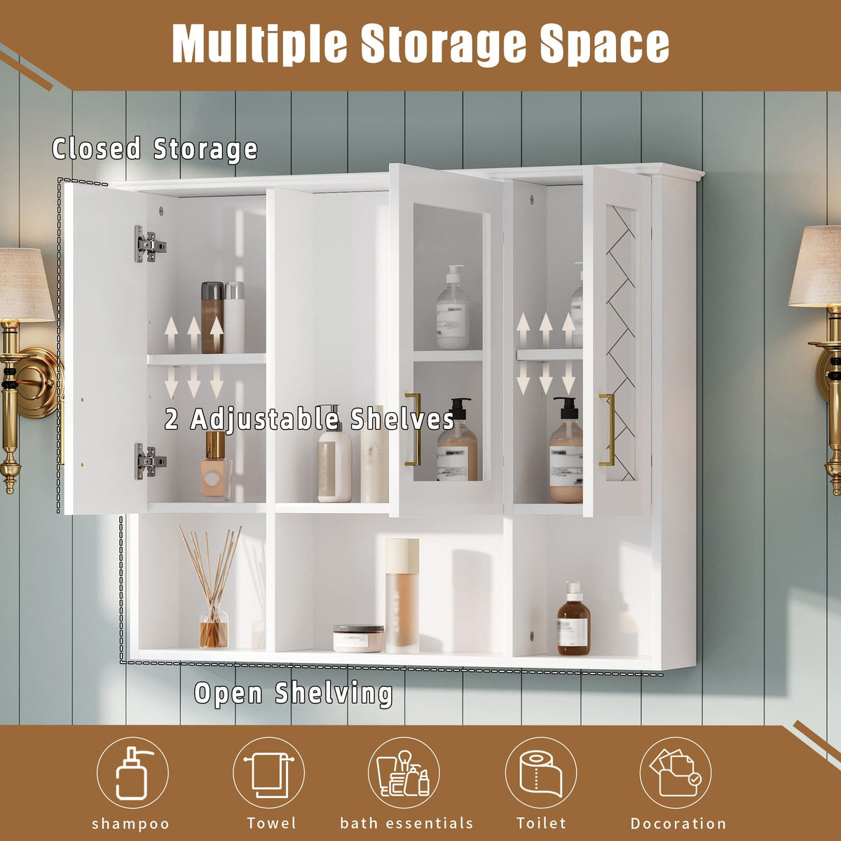 Modern Wall Mounted Medicine Cabinet With Adjustable Shelves