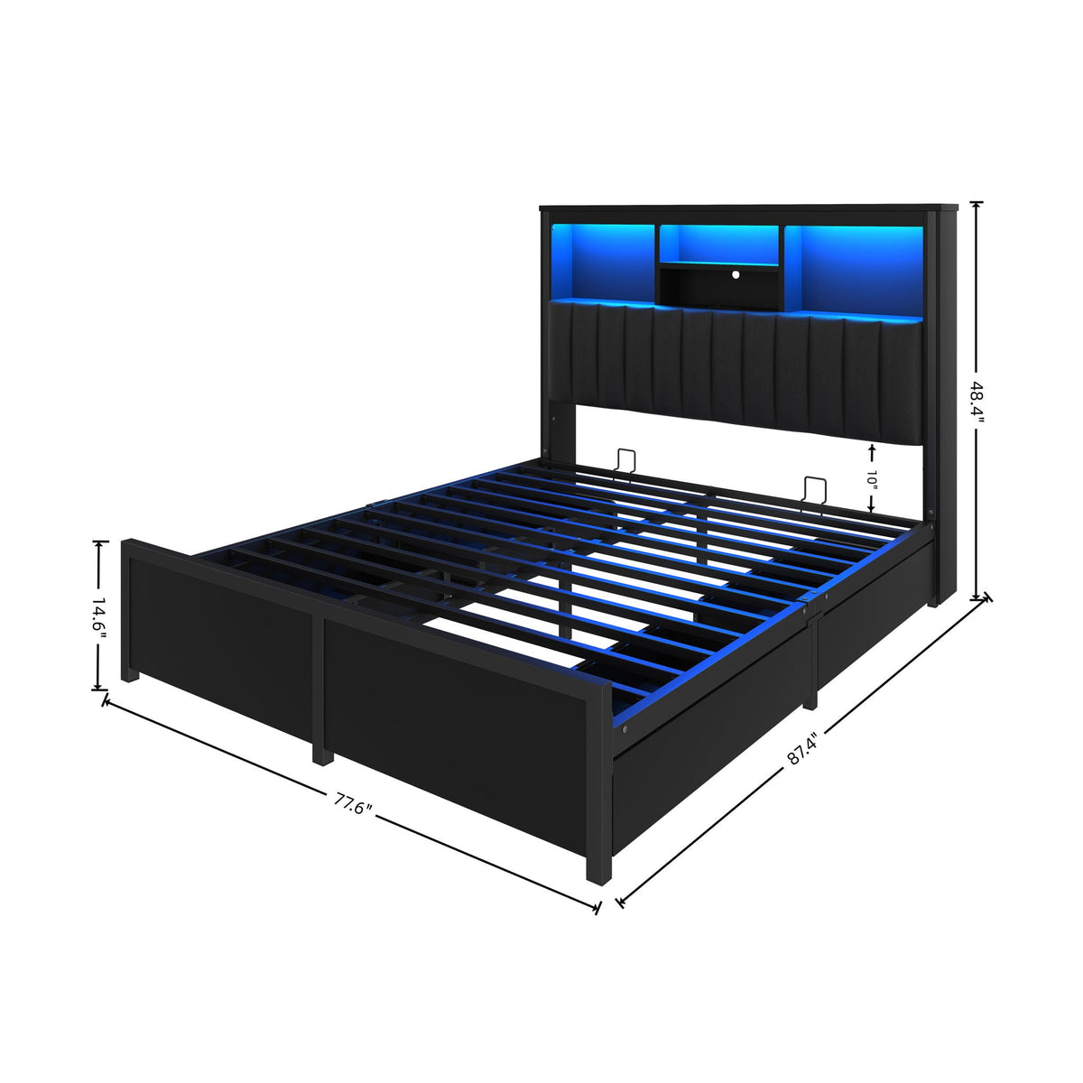 Bed Frame With High Storage Headboard