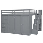 Loft Bed With Built In Wardrobes, Cabinets And Drawers