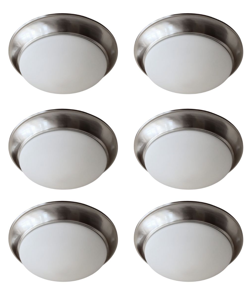 13"w 1-Light LED Flush Mount [6 PACK] Ceiling Lights Brushed Nickel Finish