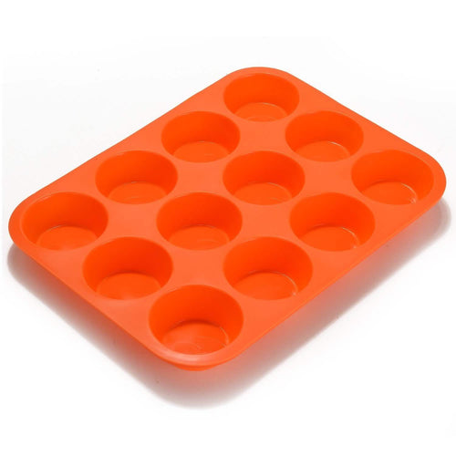 12 Cup Non-Stick Cupcakes, Muffin Baking Pan Silicone Mold