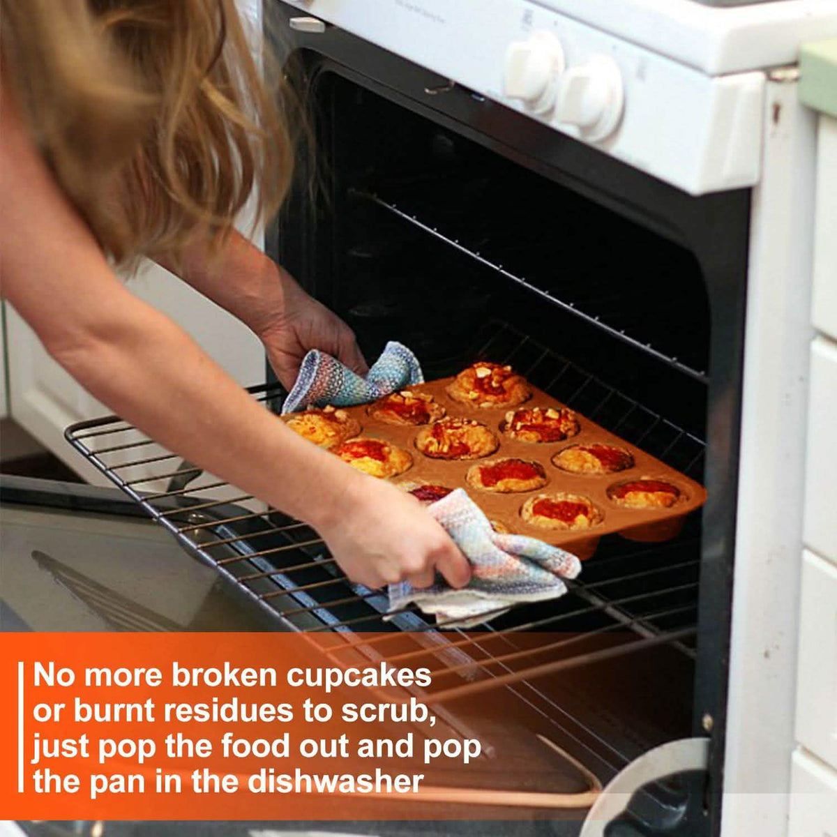 12 Cup Non-Stick Cupcakes, Muffin Baking Pan Silicone Mold
