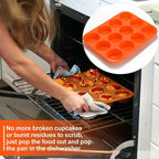 12 Cup Non-Stick Cupcakes, Muffin Baking Pan Silicone Mold