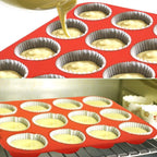 12 Cup Non-Stick Cupcakes, Muffin Baking Pan Silicone Mold