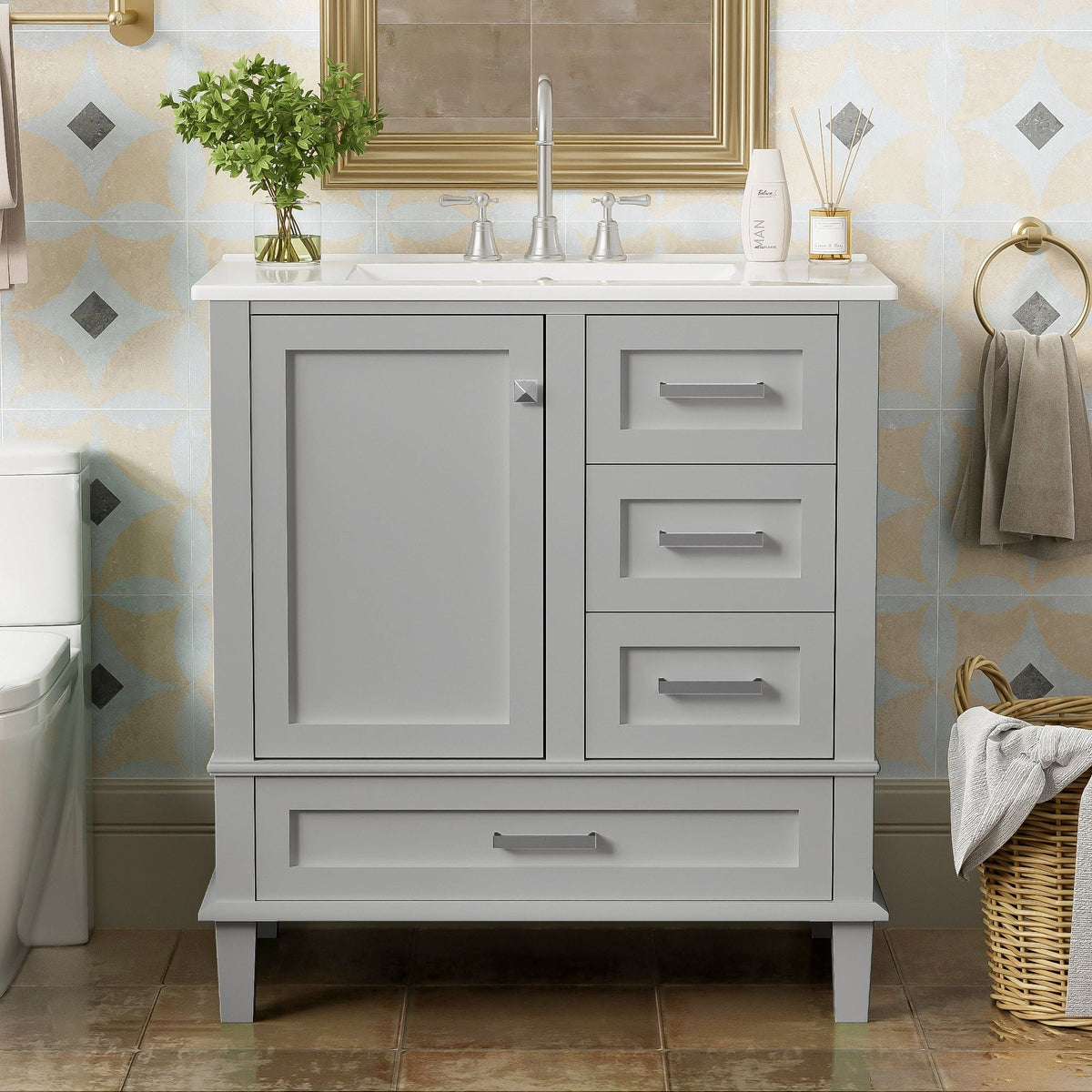 Modern Bathroom Cabinet With Sink Combo Set
