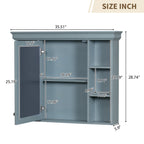 35 ''x 28' 'blue wall mounted bathroom storage cabinet with mirror door