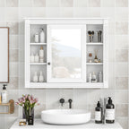 Wall Mounted Bathroom Storage Cabinet With Mirror, Cabinet With 6 Open Shelves