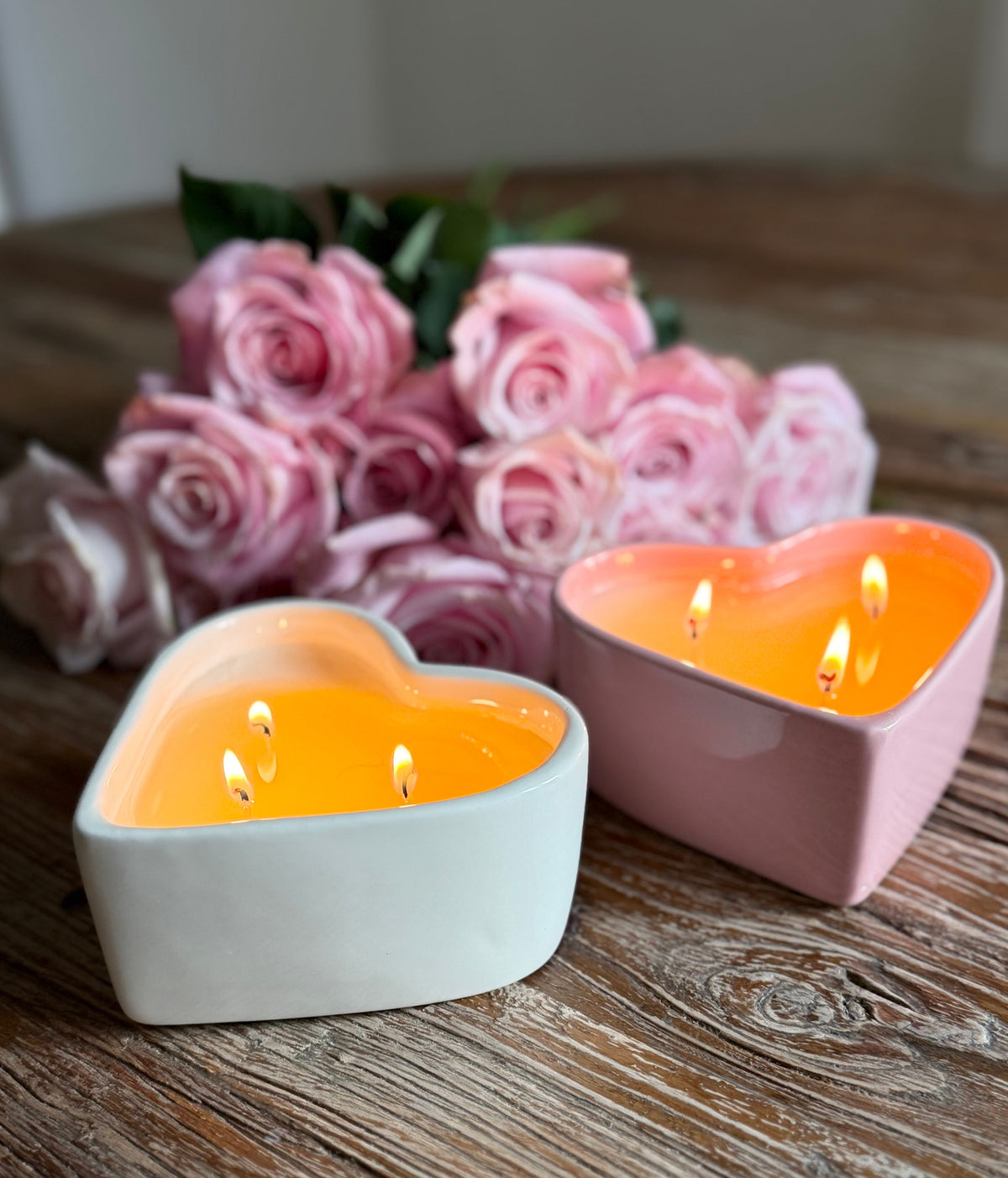 Pink Ceramic Heart 11oz Candle