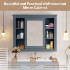 Wall Mounted Bathroom Storage Cabinet With Mirror, Cabinet With 6 Open Shelves