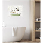 Sylvie Penguins in Fern Bath Framed Canvas