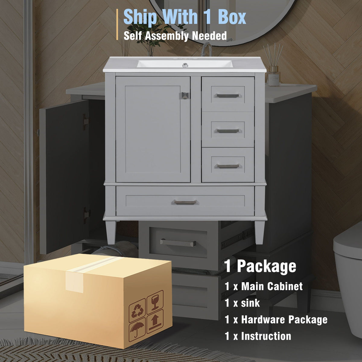 Modern Bathroom Cabinet With Sink Combo Set