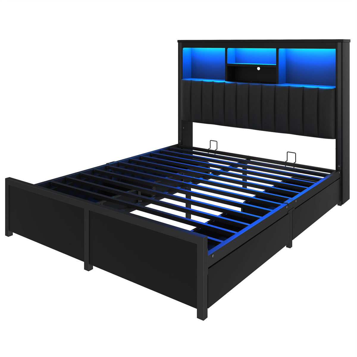 Bed Frame With High Storage Headboard