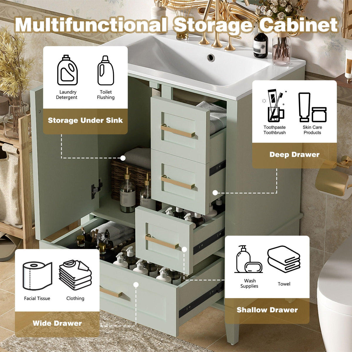 Modern Bathroom Cabinet With Sink Combo Set
