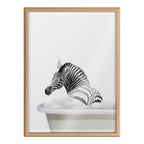 Blake Bathroom Bubble Bath Zebra Framed Printed Glass