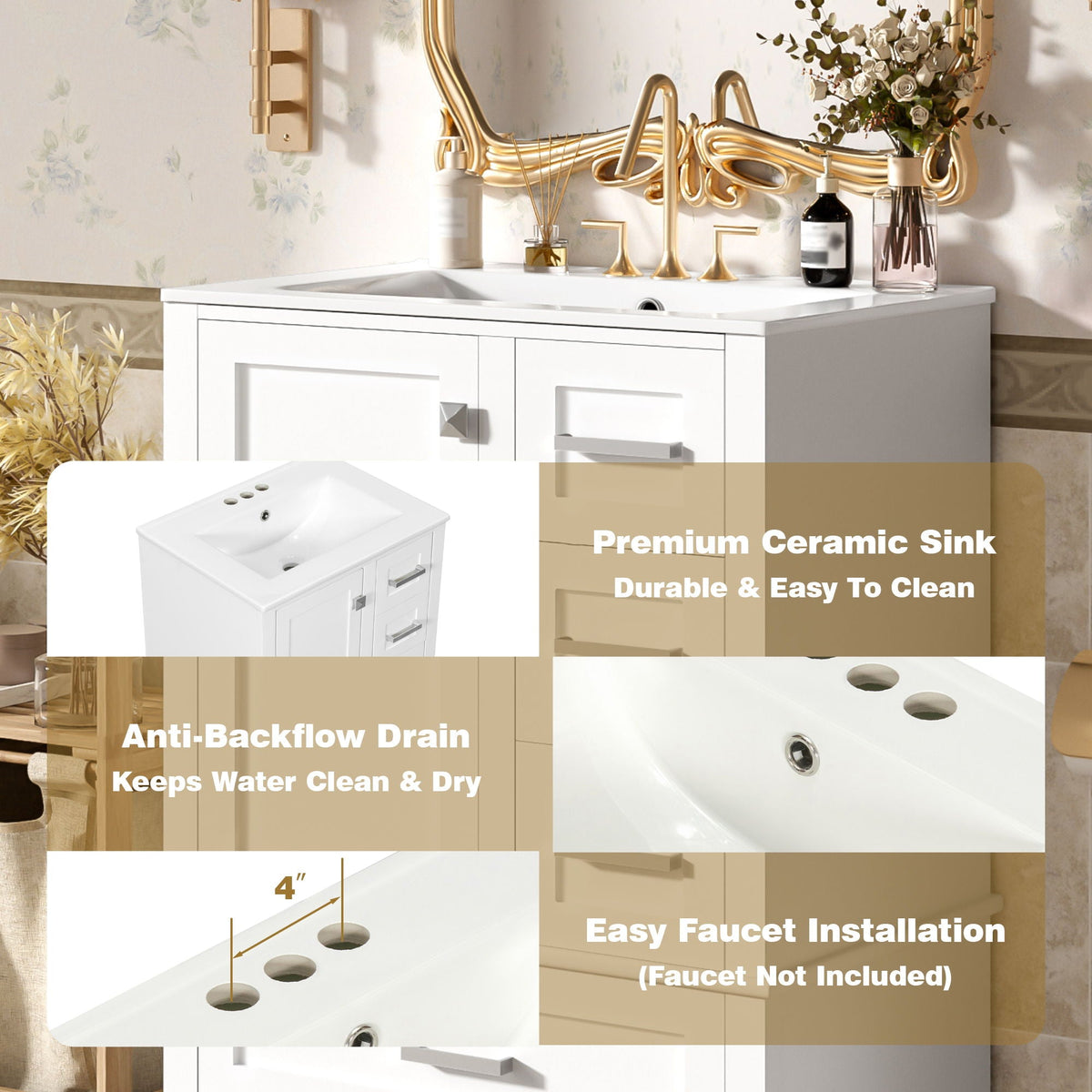 Modern Bathroom Cabinet With Sink Combo Set