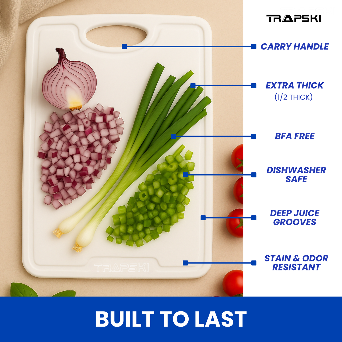 TRAPSKI Premium 1/2 Inch Thick HDPE Cutting Boards