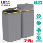 2Pcs Collapsible Laundry Hamper with Lid Handle 100L/26.4Gal