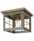 Hedgerow 1-Light 11"w Flush Mount Ceiling Light Fixture Aged Oak Farmhouse Indoor