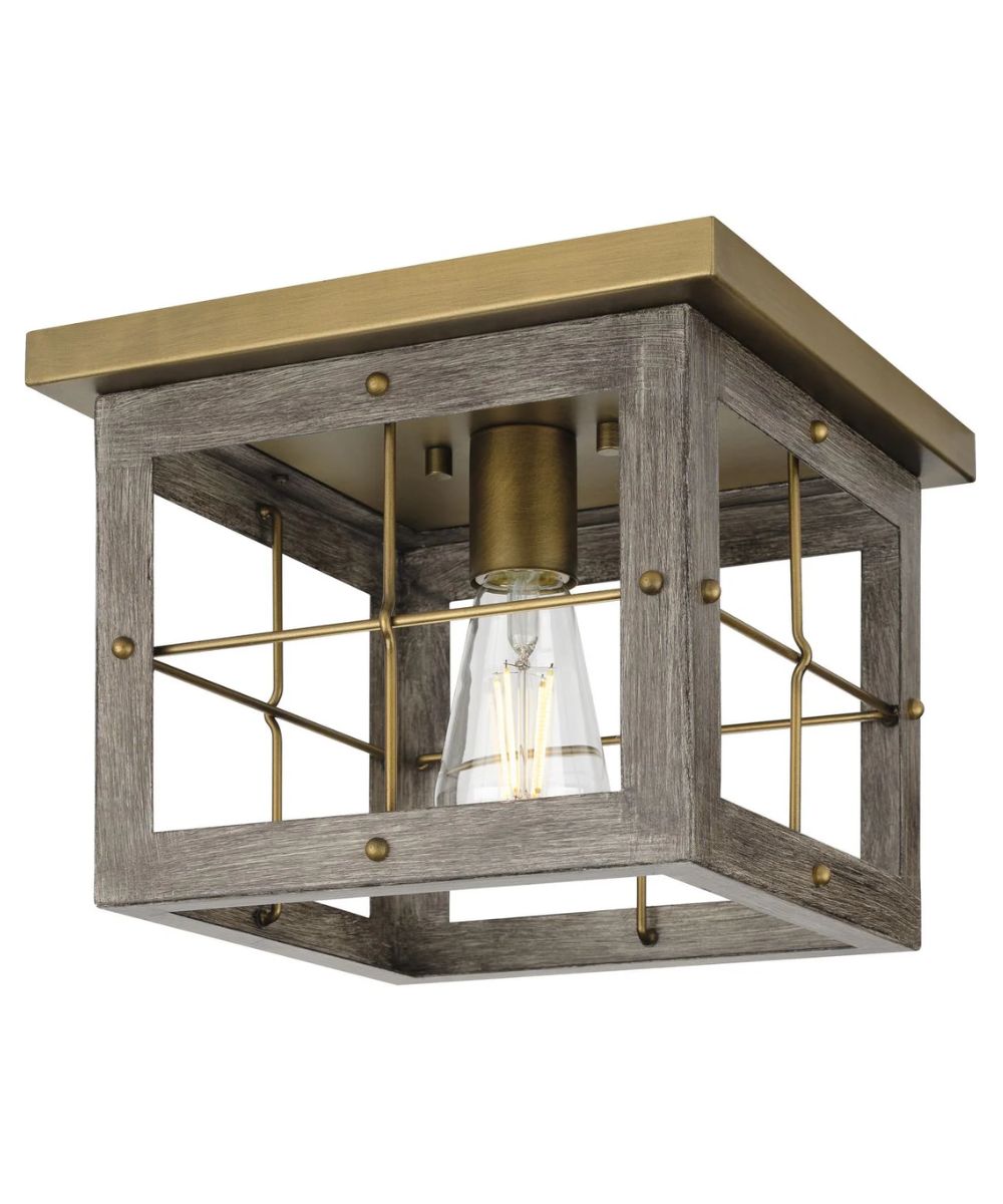 Hedgerow 1-Light 11"w Flush Mount Ceiling Light Fixture Aged Oak Farmhouse Indoor