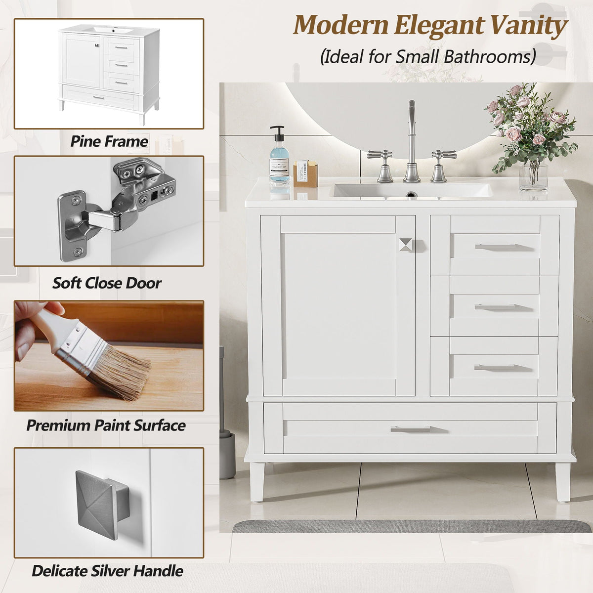 Modern Bathroom Cabinet With Sink Combo Set