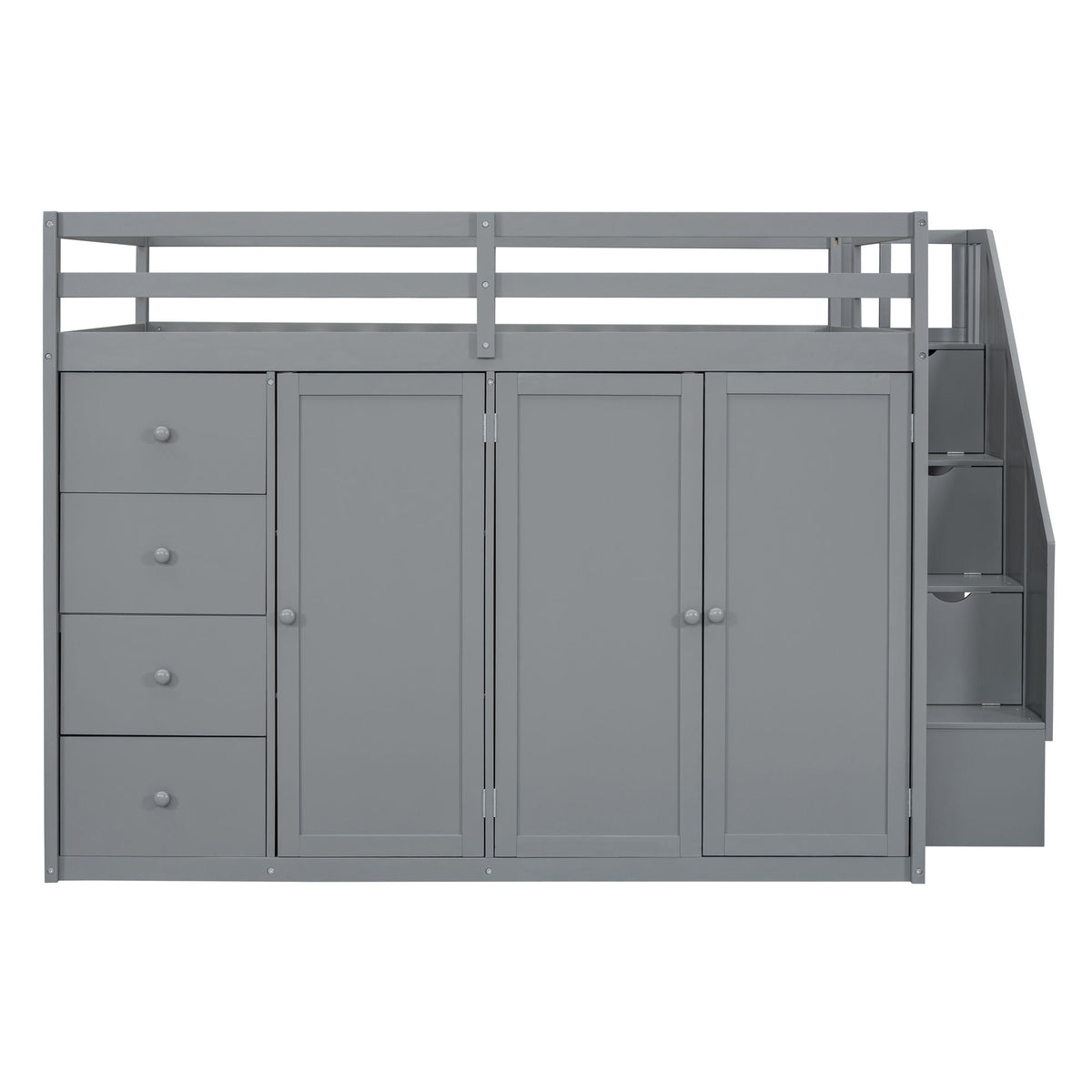 Loft Bed With Built In Wardrobes, Cabinets And Drawers