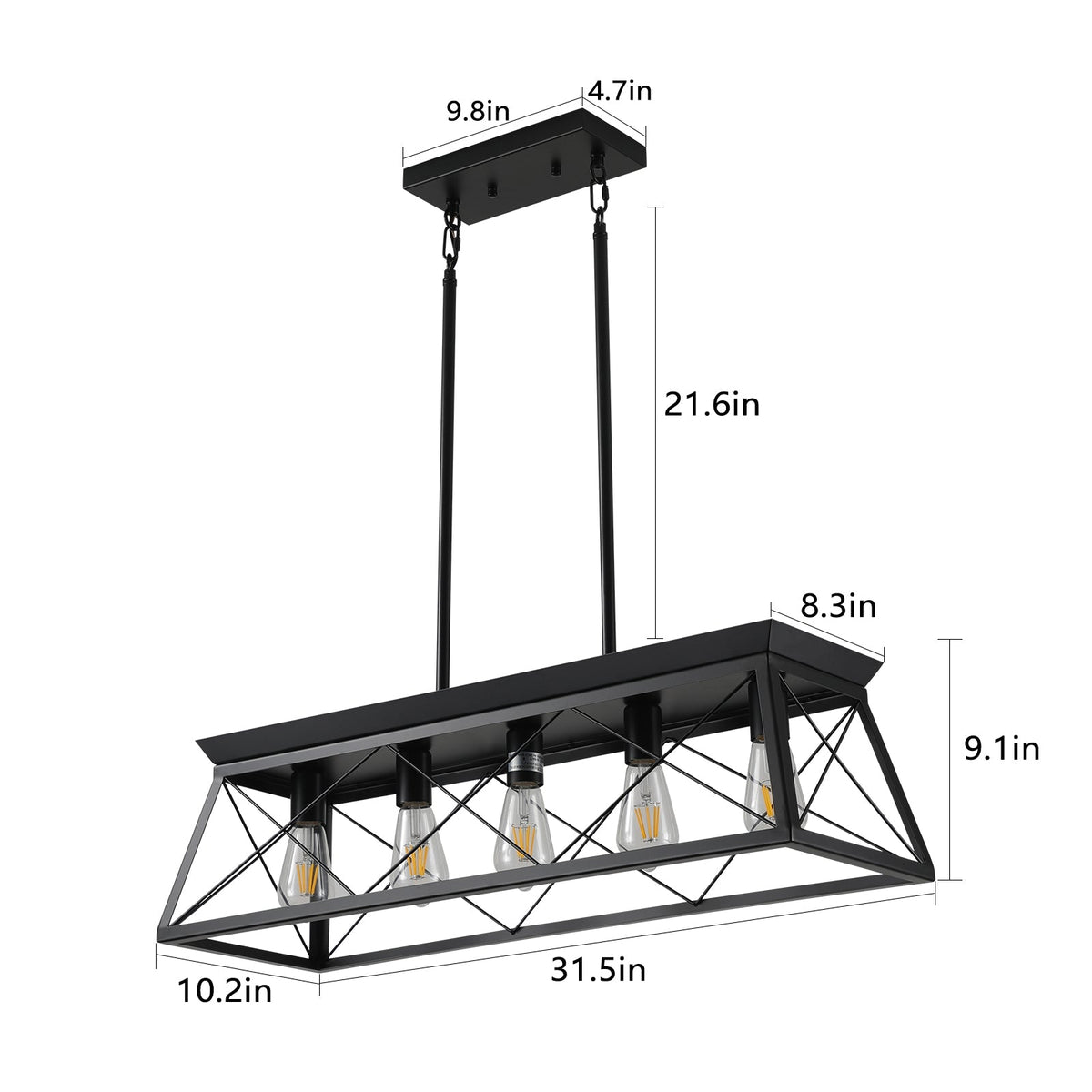 5-light farmhouse pendant light