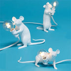 Postmodern Resin Animal Rat Mouse Table Lamp Small Mini Mouse Cute LED Night Lights Home Décor Desk Lights Bedside Lamp Decorative Table Lamp Cute Study Lamps for Bedroom Décor (