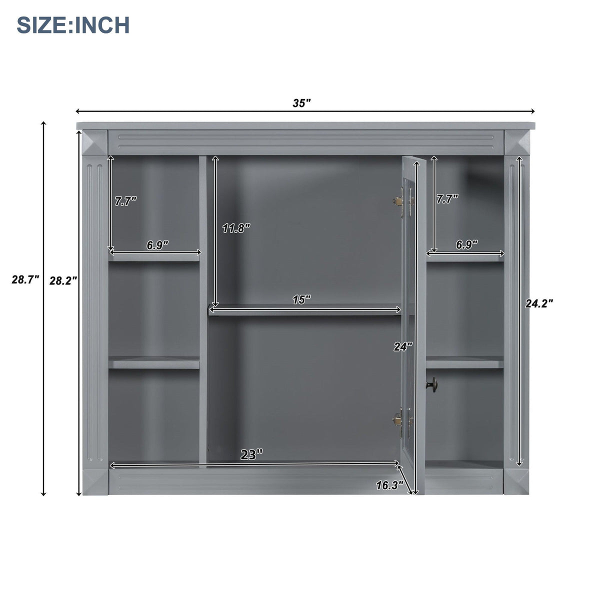 Wall Mounted Bathroom Storage Cabinet With Mirror, Cabinet With 6 Open Shelves