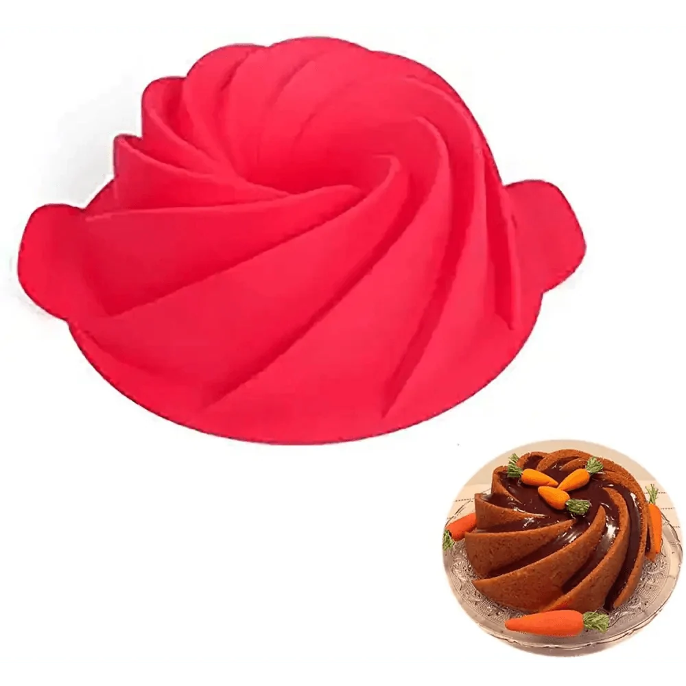 2PCS New Luxury Large Spiral shape silicone Bundt Cake Pan 10- inch