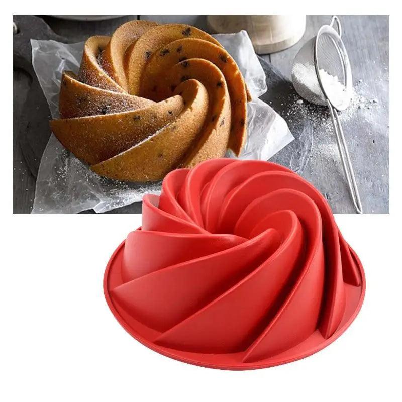 2PCS New Luxury Large Spiral shape silicone Bundt Cake Pan 10- inch