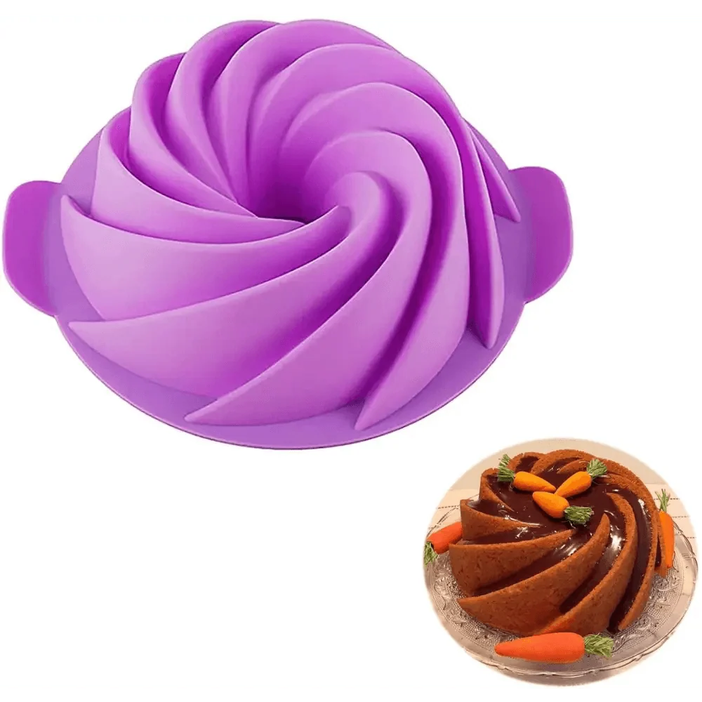 2PCS New Luxury Large Spiral shape silicone Bundt Cake Pan 10- inch