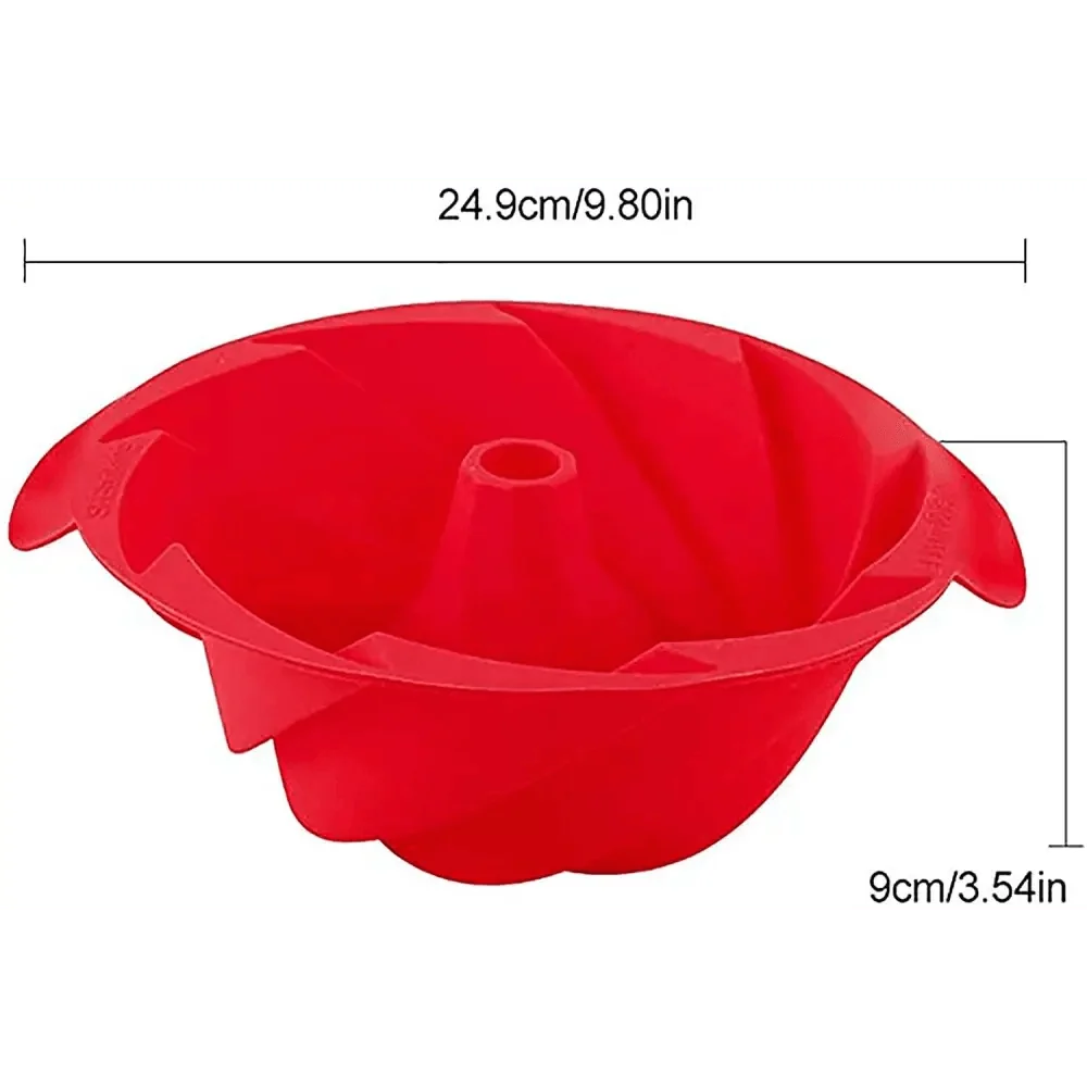 2PCS New Luxury Large Spiral shape silicone Bundt Cake Pan 10- inch