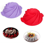 2PCS New Luxury Large Spiral shape silicone Bundt Cake Pan 10- inch