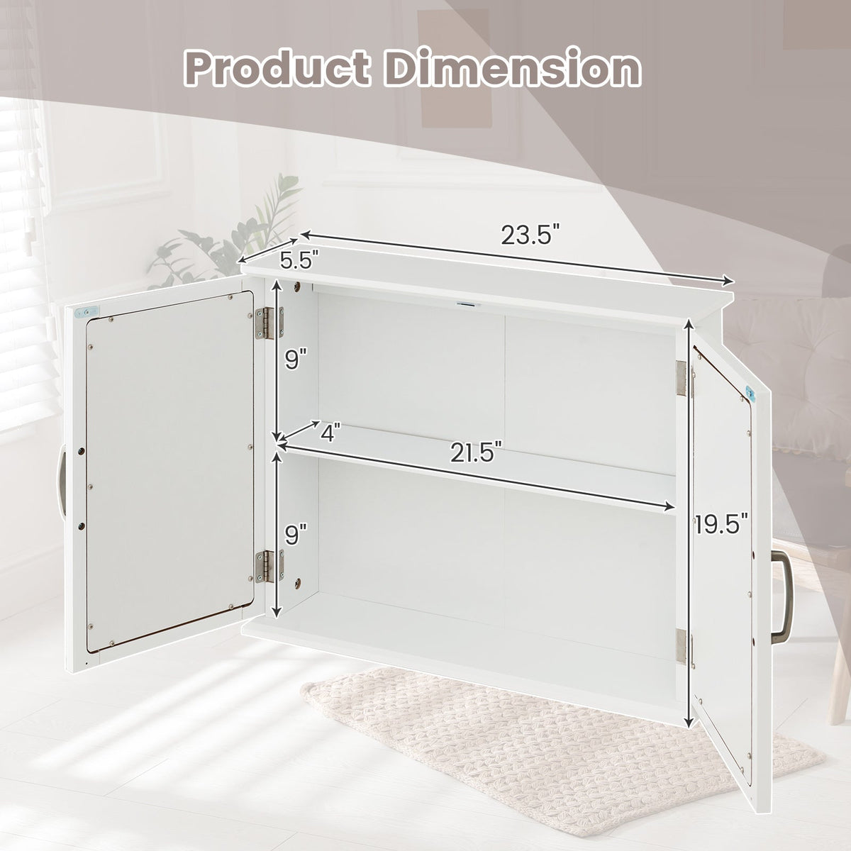 2-Tier Bathroom Wall-Mounted Mirror Storage Cabinet