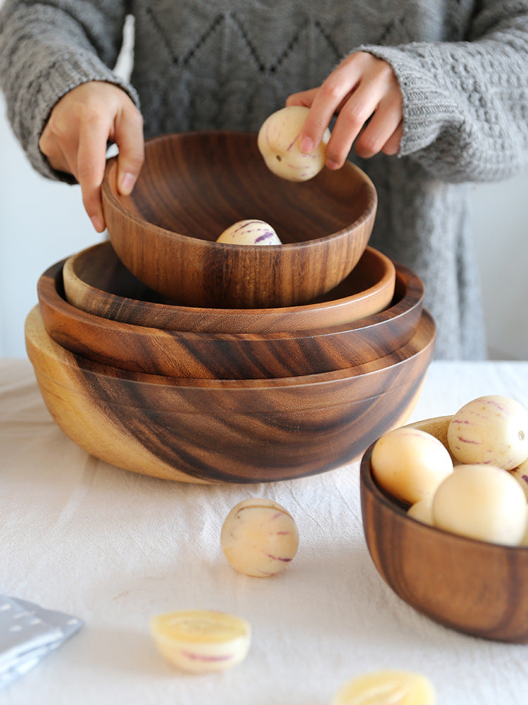 Kitchen Natural Wooden Bowl Household