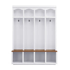 Entryway Hall Tree With Bench, 4 Hooks & Open Storage Space