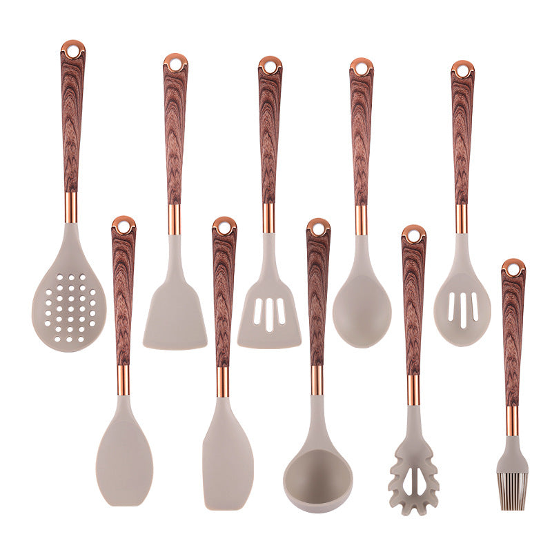 10 Pieces Kitchen Tools Set Wooden Handle