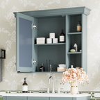 35 ''x 28' 'blue wall mounted bathroom storage cabinet with mirror door