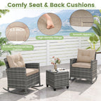 3-Piece Patio Rocking Chair Set with Glass Table
