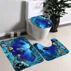 Shower Curtain Pedestal Rug, Toilet Cover, Bath Mat Set