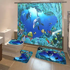 Shower Curtain Pedestal Rug, Toilet Cover, Bath Mat Set
