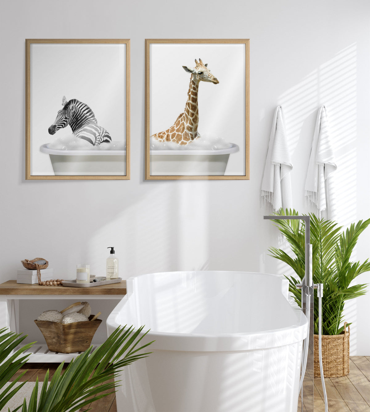 Blake Bathroom Bubble Bath Zebra Framed Printed Glass