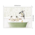 Sylvie Penguins in Fern Bath Framed Canvas