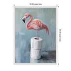 Sylvie Flamingo Standing with Toilet Paper Rolls Bathroom Art Framed Canvas