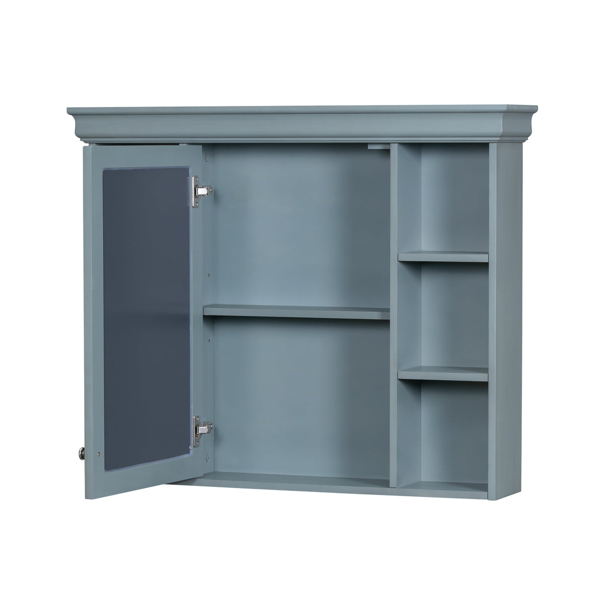 35 ''x 28' 'blue wall mounted bathroom storage cabinet with mirror door