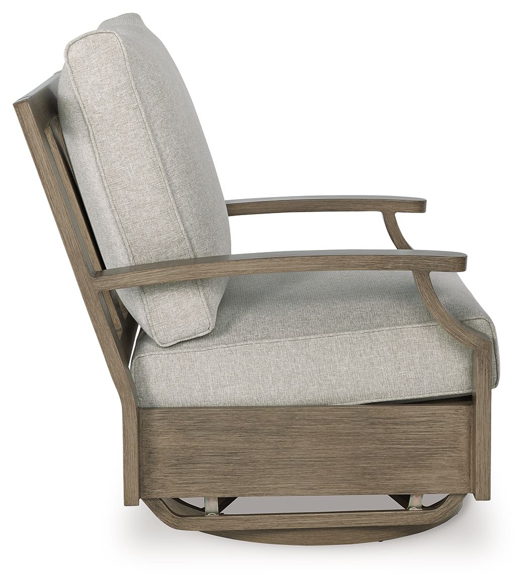 Rainier Ranch - Swivel Glider Chair With Cushion - Brown / Beige